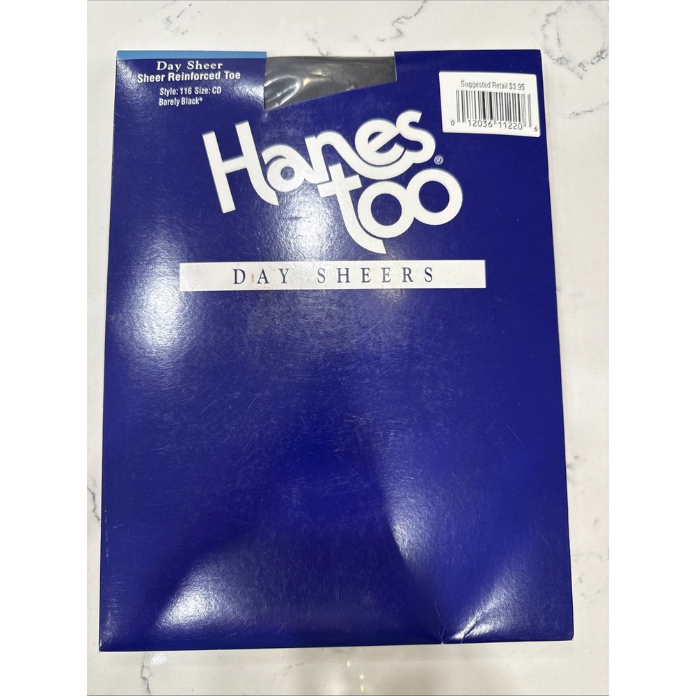 Hanes Too Day Sheers Pantyhose Style 116 size CD, Barely Black NEW